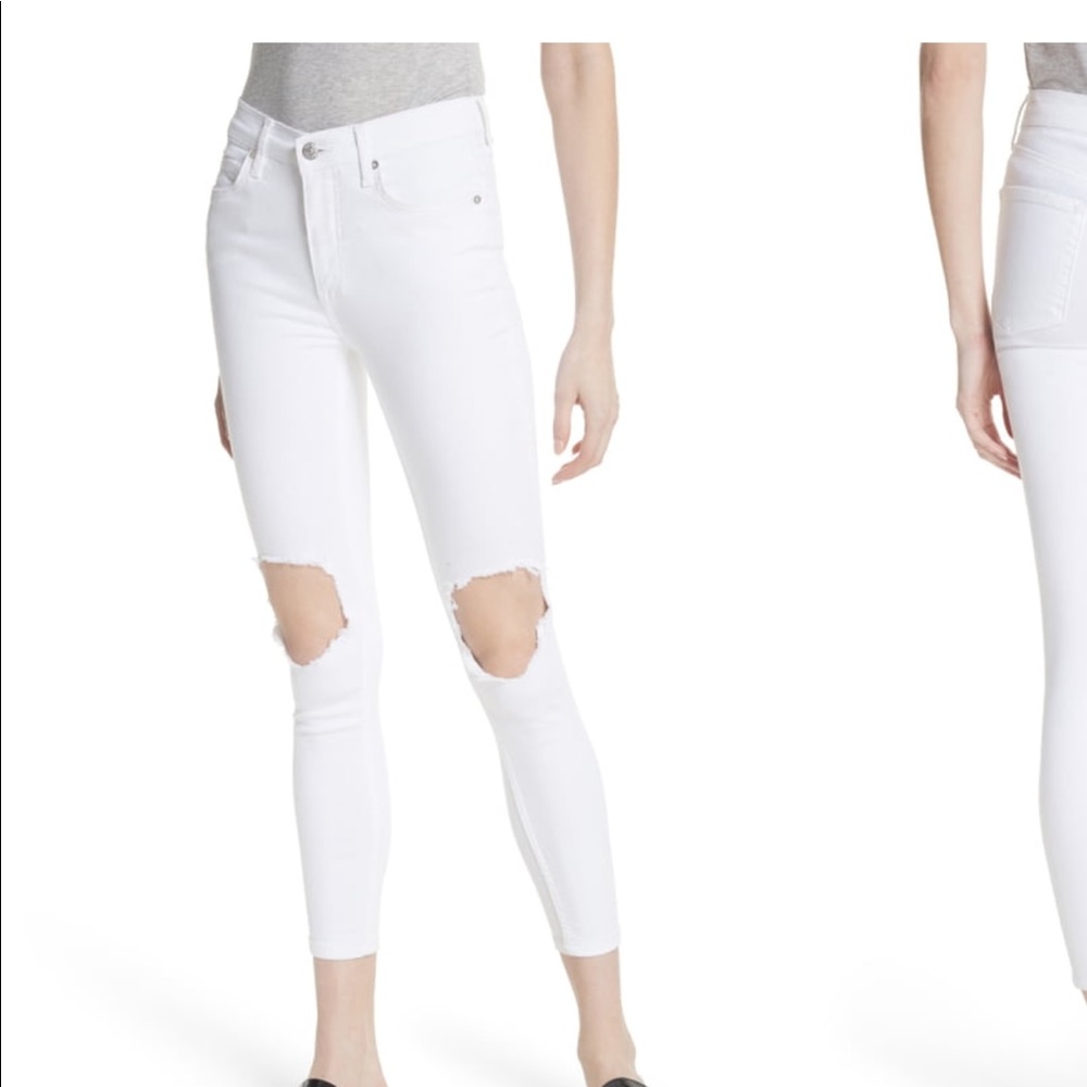 White High Waist Distressed Skinny Jean
